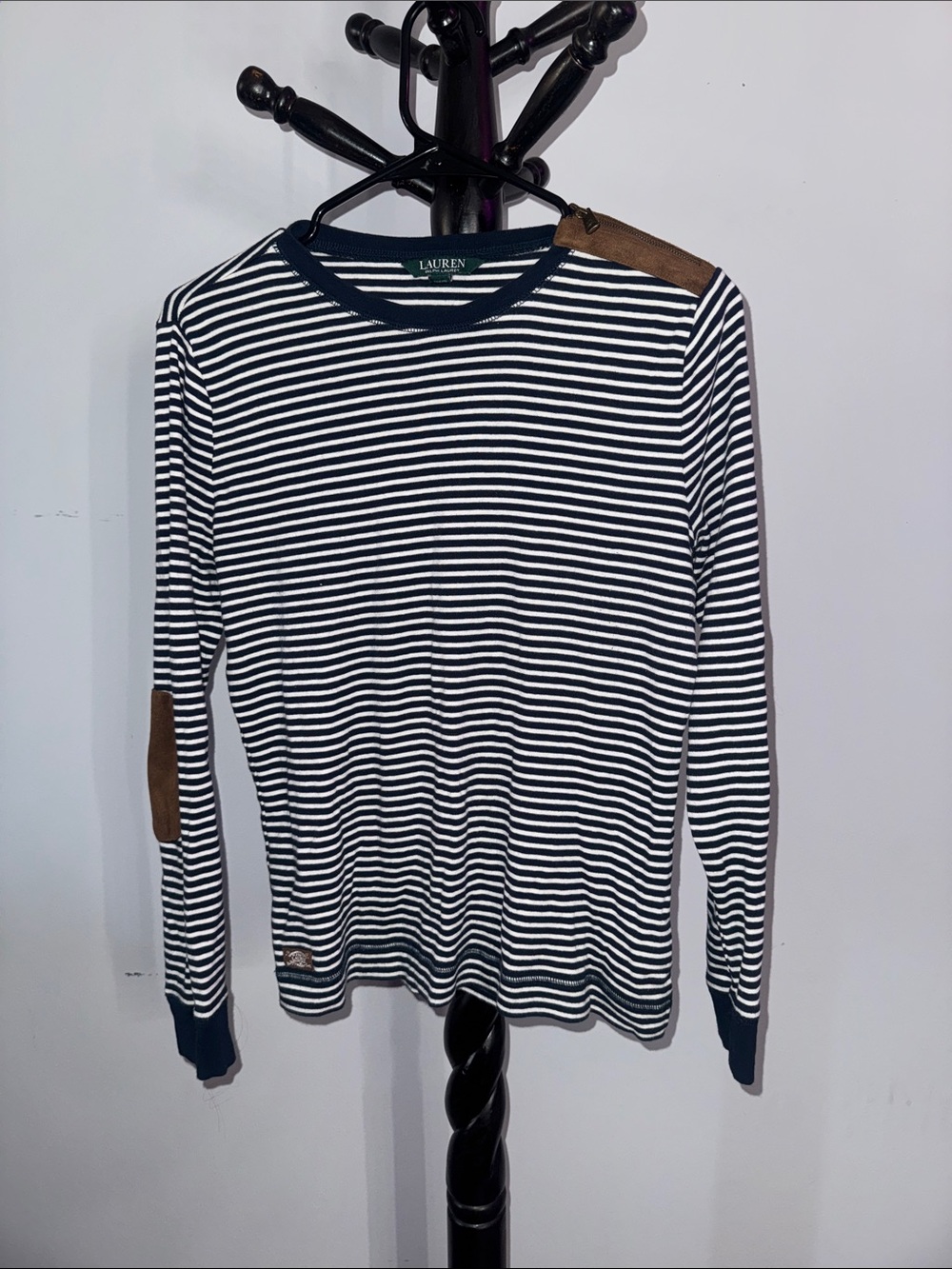 Lauren Ralph Lauren Elbow Patch 1 Collar Zip Stripe Crew Neck 2.2B2